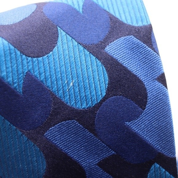 Paul Smith Blue Geometric Vintage Silk Necktie Bold Quirky Career Menswear - Picture 3 of 8